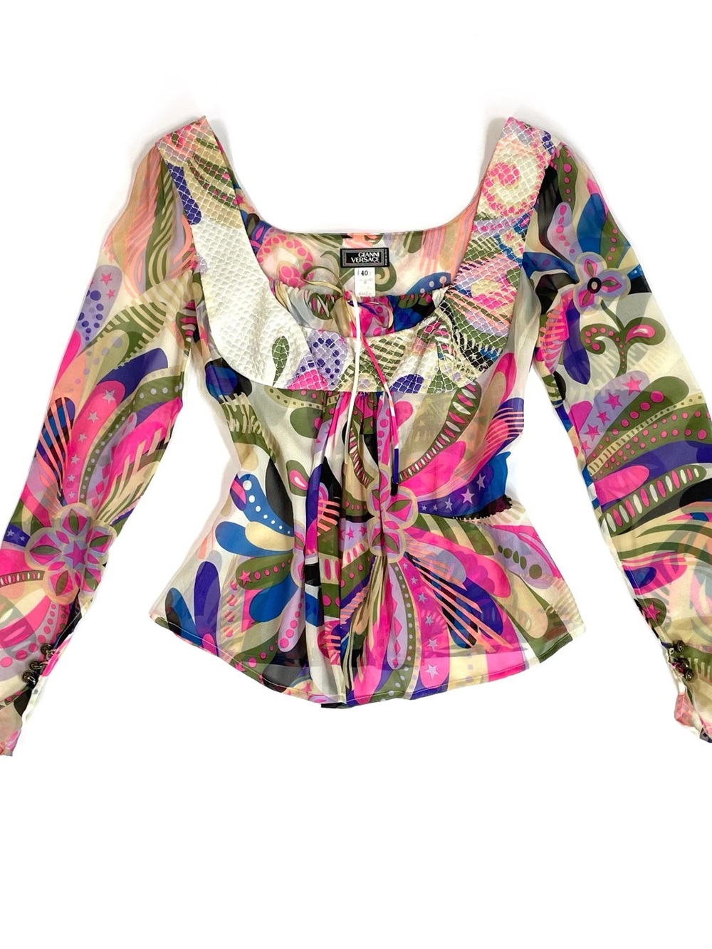Versace Multicolor Long Sleeve Blouse from 2002